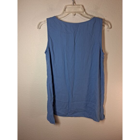 Dana Buchman Blouse Business Casual Tank Top Office Boho Preppy Blue Size Small - Picture 2 of 7